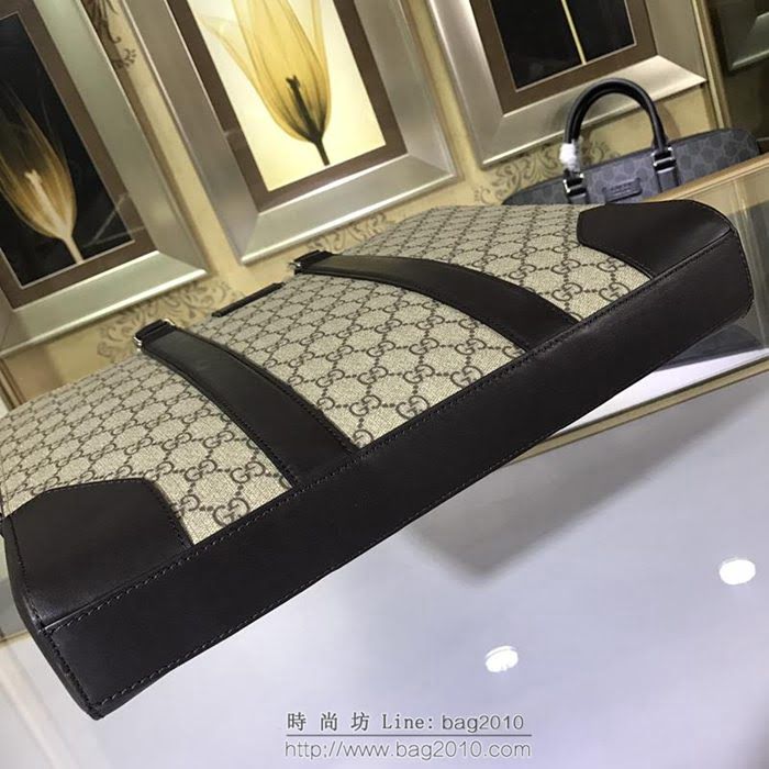 GUCCI 古馳男包 新款 474135 GG Supreme高級人造帆布 Gucci男手提包 Gucci公事包 灰白色